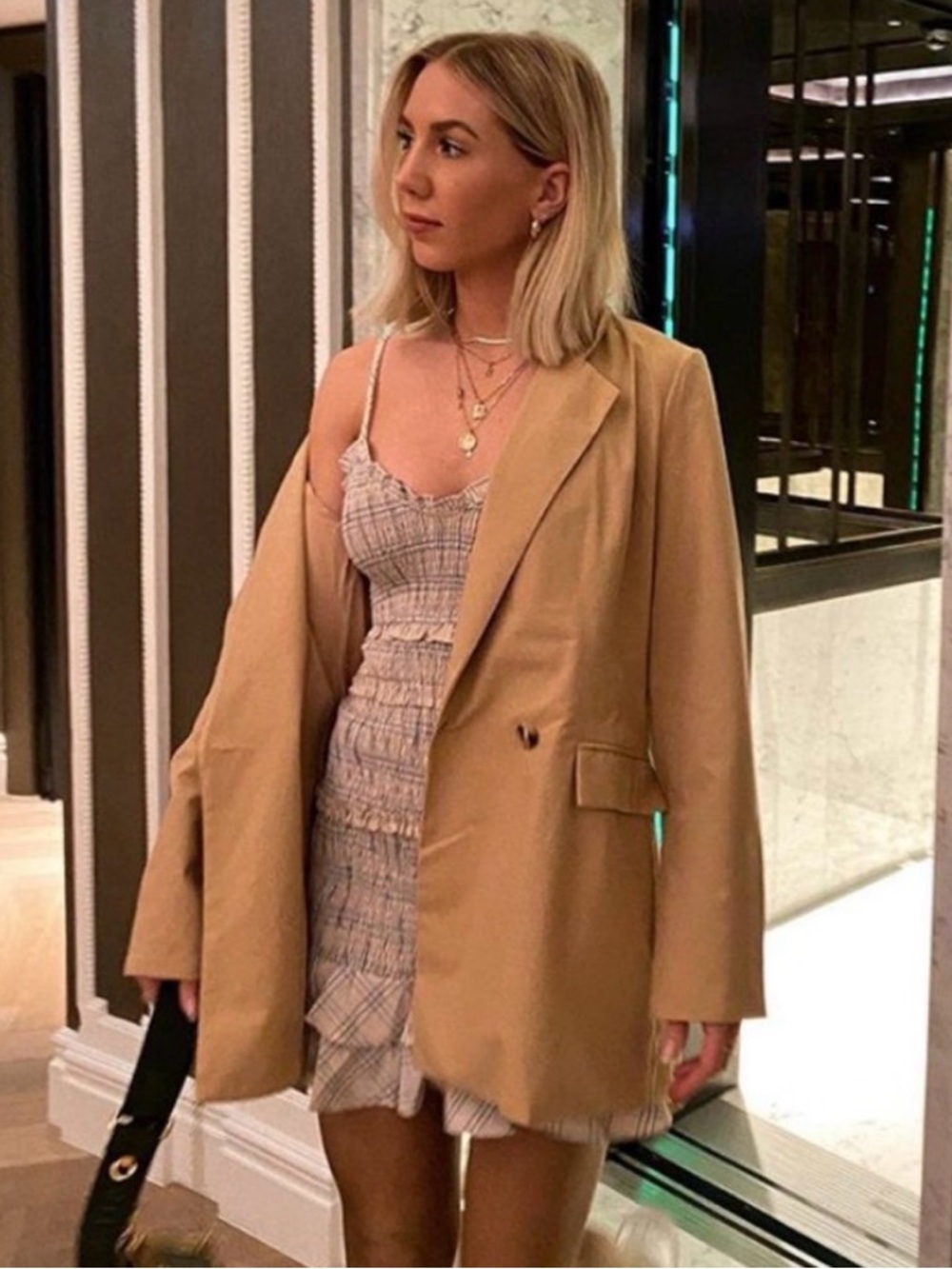 Charlie Holiday Dune Tan Double Breasted Blazer Size 8